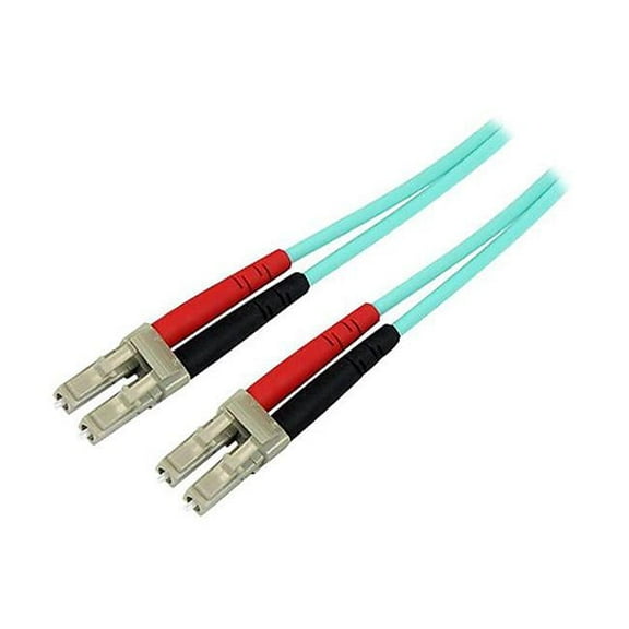 1m Aqua OM4 Duplex Multimode Fiber Optic Cable