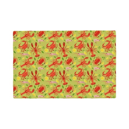 

Table Placemats Set of 4 - Crab Lobster 12x18 In Faux Linen Double Heat Resistant Place Mats Cloth Indoor/Outdoor Placemats Washable Table Mats for Dining Kitchen Party