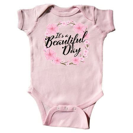 

Inktastic It s a Beautiful Day with Pink Flower Wreath Gift Baby Boy or Baby Girl Bodysuit