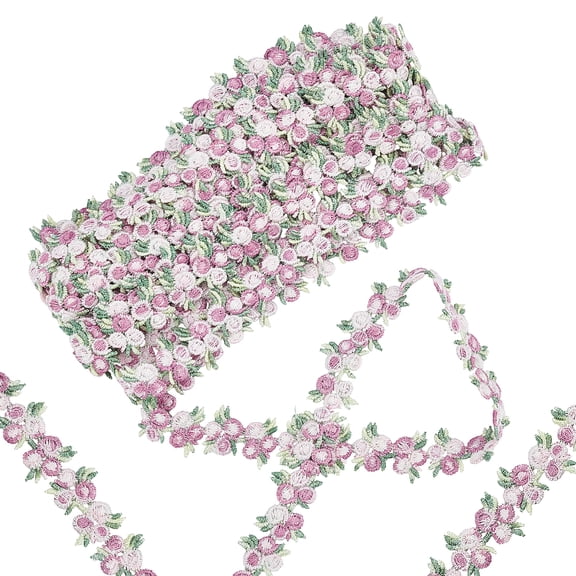 5 Yards Flower Trim Ribbon Light Purple Flower DIY Lace Applique Sewing Craft Lace Edge Trim