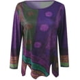 thumbnail image 4 of Pntutb Womens Casual Retro Print O Neck Long Sleeve T Shirt Tops, 4 of 5