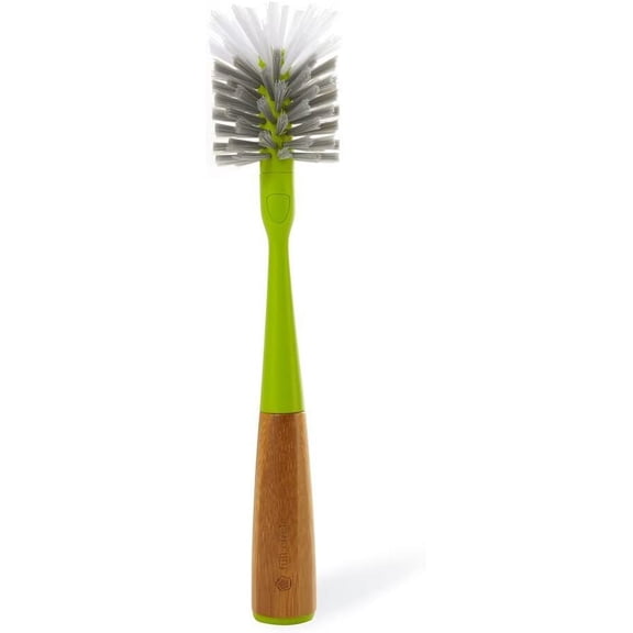 Full Circle Clean Reach Bottle Brush with Replaceable Head - Bamboo & Recycled Plastic - Green