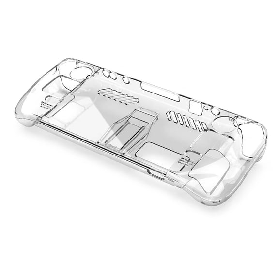 lanema Hard PC Outer Casing Transparent Protective Cover for Steam Deck with Stand, Crystal Clear Split Housing Proetctors