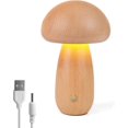 thumbnail image 1 of Wooden Mushroom Lamp, Portable Dimmable Bedside Lamp USB Rechargeable, Cordless Night Light, Mushroom Table Lamp for Home Decoration, Nightstand Lamp, 1 of 5