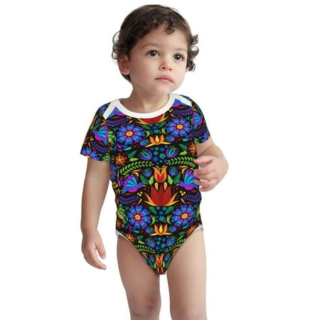 

Fotbe Colorful Floral Pattern Unisex-baby Short-sleeve Bodysuit Short Sleeve Bodysuits One-piece 100% Organic Cotton for Infant Baby Boys Unisex-3 Months
