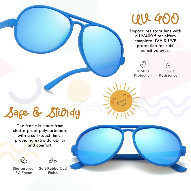 LEICO FASHION Toddler Baby Infant Polarized Aviator Sunglasses for Boys Girls Kids Age 0 4 Shatterproof Rubberized Frame Walmart