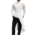 thumbnail image 2 of Camisetas de Poliéster para Hombres de Color Sólido Camiseta de Cuello Alto, Camiseta de Malla para Hombre con Detalle de Cremallera Transparente Slim Fit Top Largo, 2 of 8