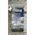 thumbnail image 3 of Ambesonne Tiger Quilted Bedspread Set 2 Pcs, Bengal Feline Hunting, Twin Size, Eggshell Sky Blue White, 3 of 3