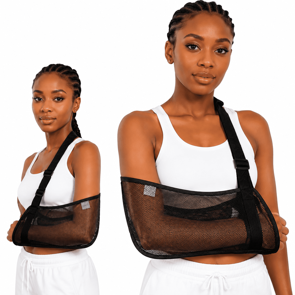 Genreen Mesh Arm Shoulder Sling -Shoulder Immobilizer for Torn Rotator Cuff & Surgery Recovery | Breathable, Shower-Safe Arm Brace Stabilizes Elbow/Wrist | Unisex (Black)