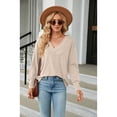 thumbnail image 4 of Anbech Deep V Neck Blouse for Women's Soft Long Sleeve Button Shirts Comfty Loose Fit Casual Sexy Tops, 4 of 7