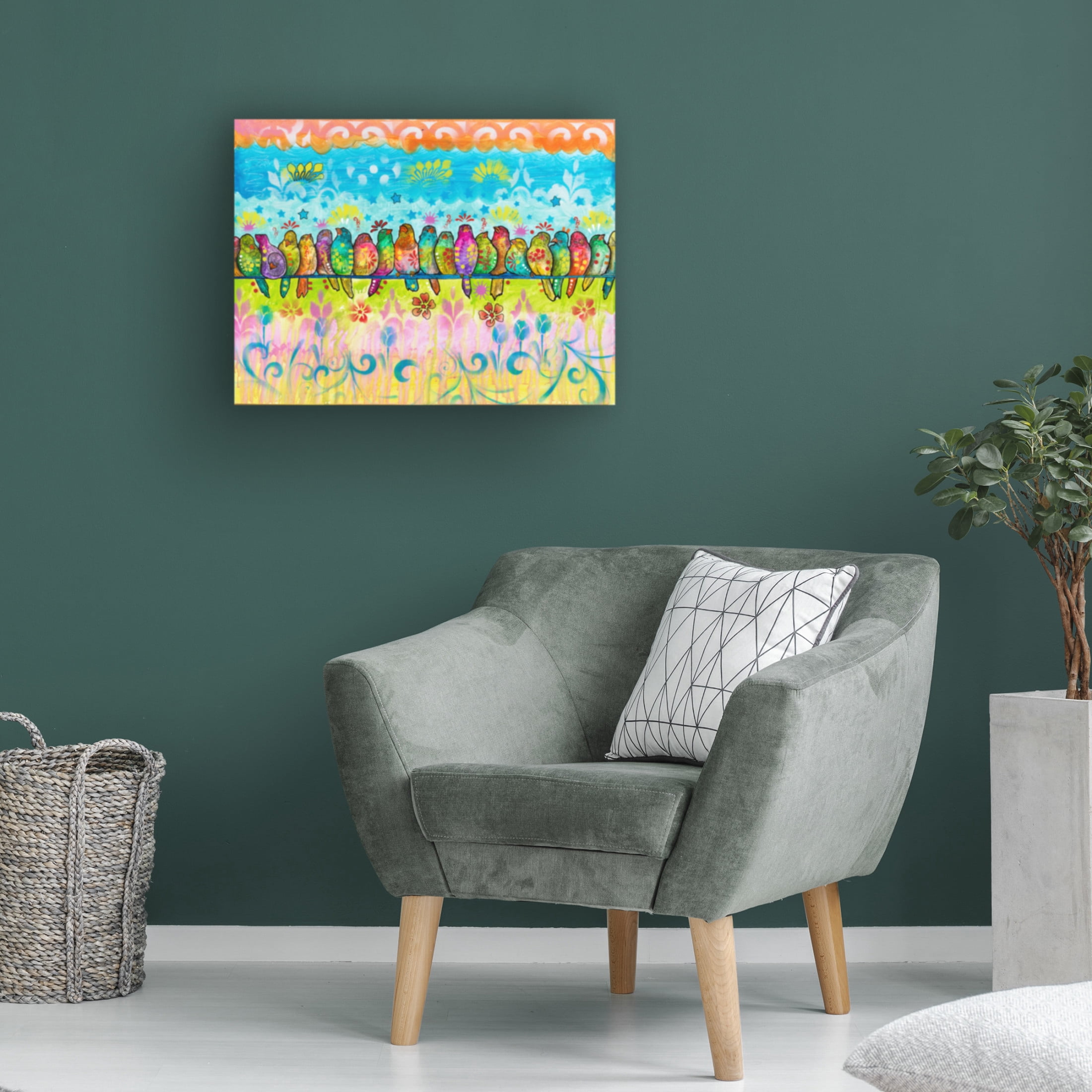 Canvas Wall Art - Dean Russo- Exclusive 'Birds on a Line' Wall Art for Living Room, Bedroom, or Office Décor by Trademark Fine Art - 32 x 24 Inches