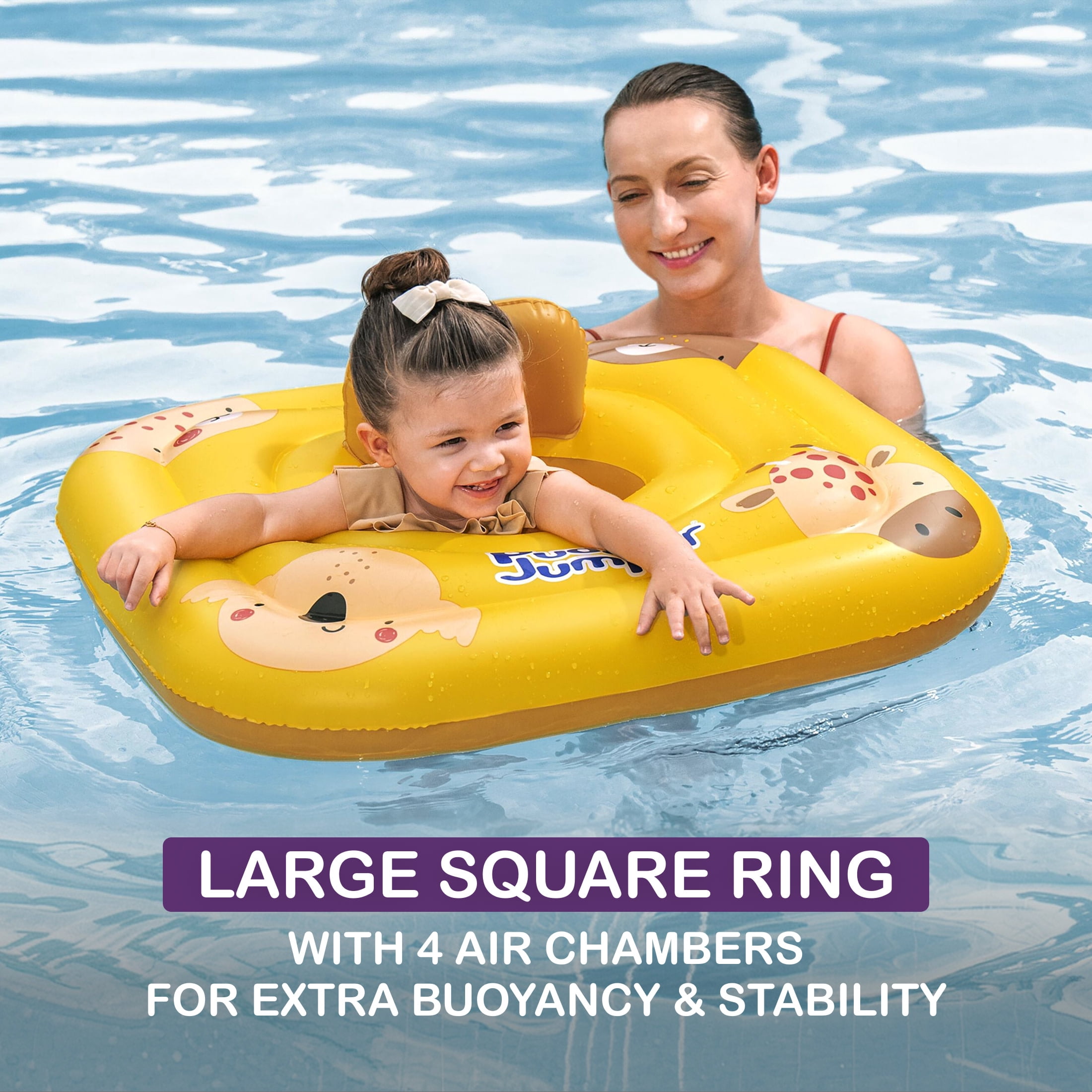 Puddle Jumper WonderSplash Square 3-Ring Inflatable Baby Boat Float, 24-33lbs (11-15kg) Weight Capacity