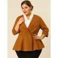 thumbnail image 2 of GRACE & GRANDEUR Women's Plus Size Solid V-Neck Ruffle Ruched Peplum Blazer, 2 of 6
