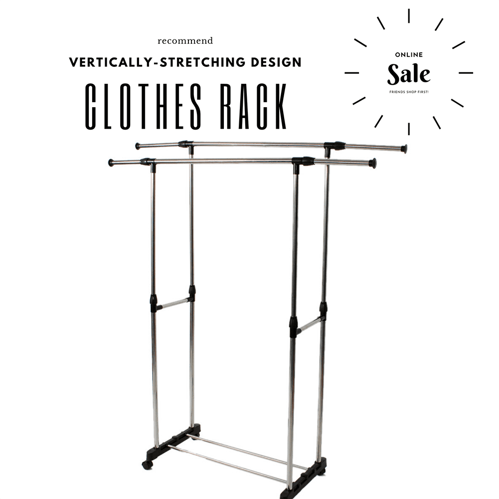 Veryke Stretching Stand Clothes Rack with Shoe Shelf & Wheels