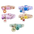 thumbnail image 7 of Walbest Pet Cat Necklace BreathableCherry Pattern Plaid Dog Collar with Bell for Kitten, 7 of 7