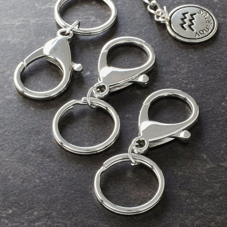 9 Packs 3 ct. 27 total Premium Rhodium Metal Keyring Lobsters by Bead Landing