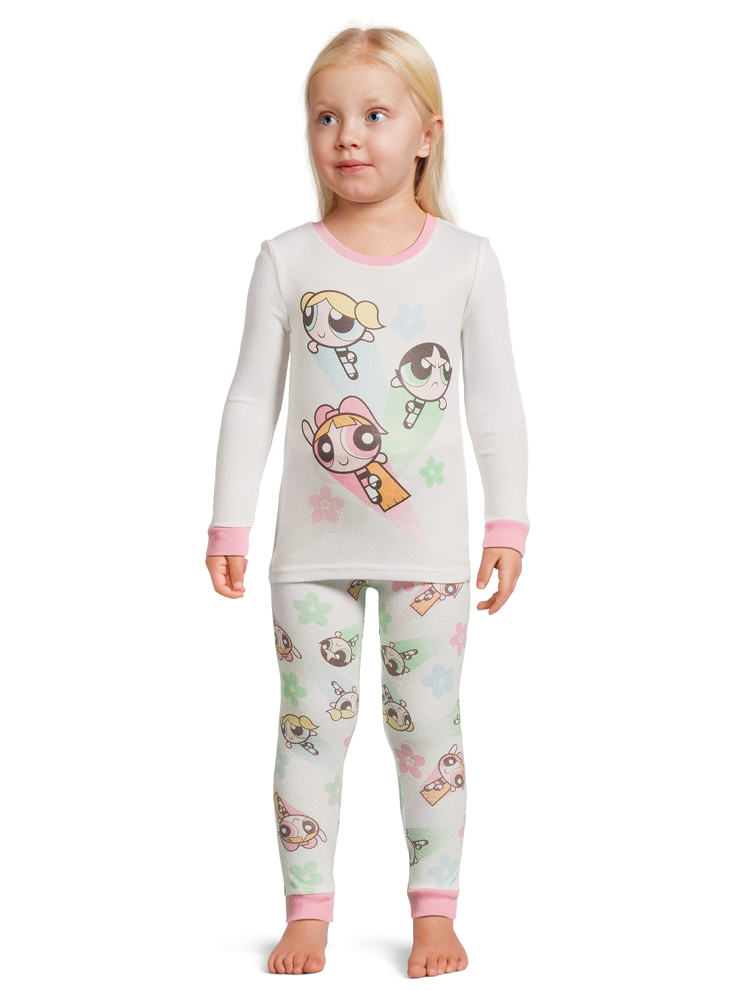 Powerpuff Girls Toddler Girls Snug Fit Hacci Long Sleeve Pajama Set, 2-Piece, Sizes 12M-5T