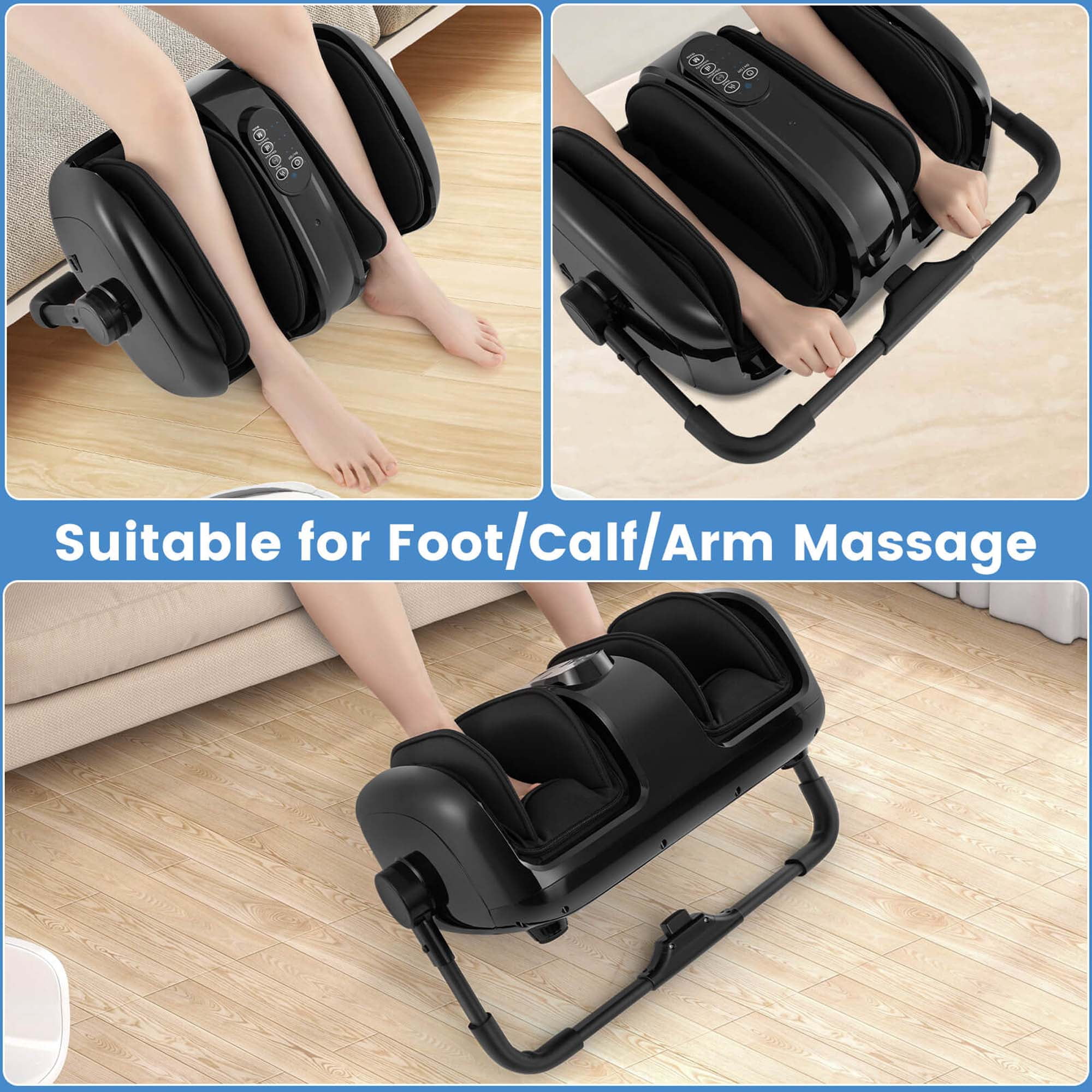 Costway Foot & Calf Massager Vibration Compression Electric Leg Massager Machine with Heat Black