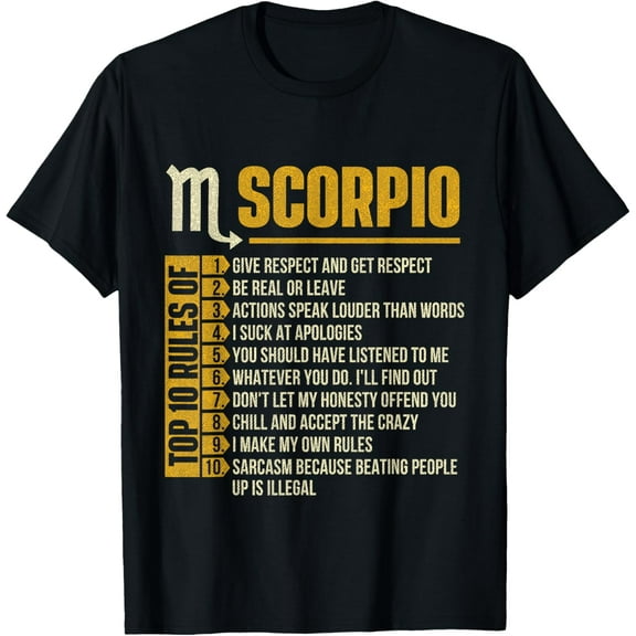 Top 10 Rules Of Scorpio - Zodiac Sign Horoscope Astrology T-Shirt