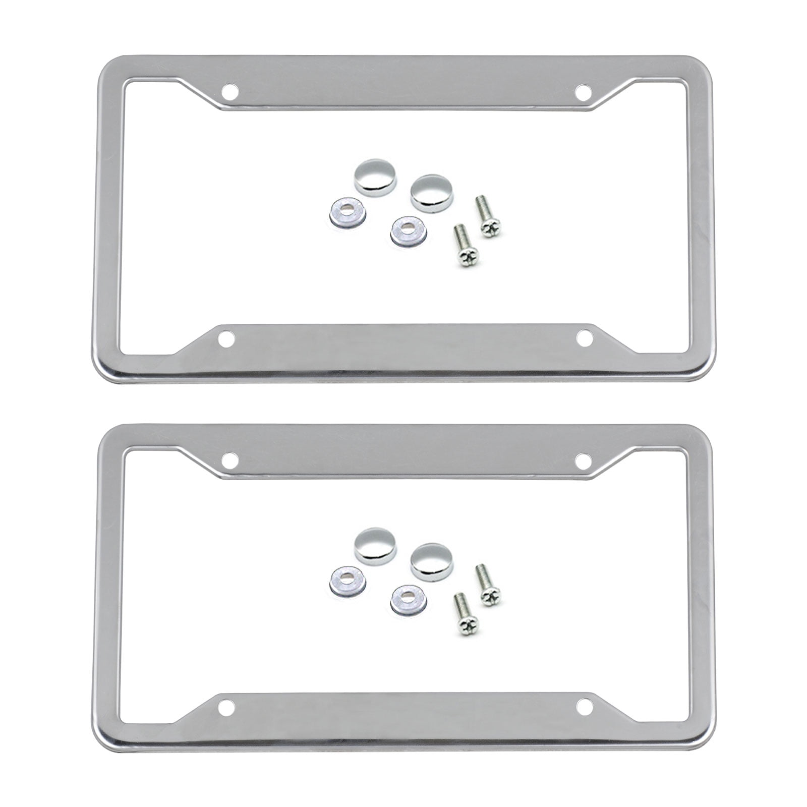 2pcs Chrome License Plate Frames, TSV Silver License Plate Holder