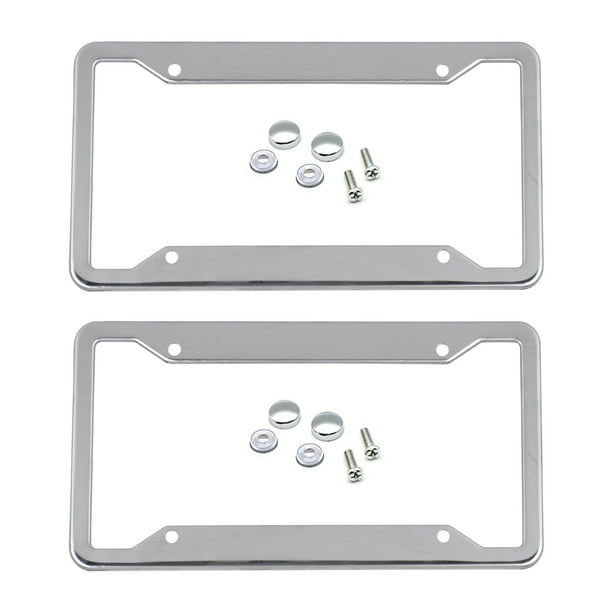 2pcs Chrome License Plate Frames, TSV Silver License Plate Holder, Stainless Steel License Plate