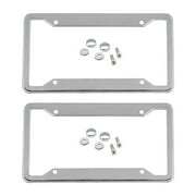 2pcs Chrome License Plate Frames, TSV Silver License Plate Holder, Stainless Steel License Plate Covers and Frames, Rust Proof Cool License Plate Frames