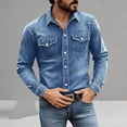 thumbnail image 4 of Fwqbns Men's Western Button Down Long Sleeve Denim Shirt, Lightweight Stretchy Fabric, Casual & Outdoor Wear, Available in Multiple Colors, 4 of 9