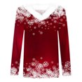 thumbnail image 4 of AOOCHASLIY Valentine's Women Gift Blouse Women's Christmas Printed Plush V-neck Patchwork Long Sleeved Slim Fitting Bottom T-shirt Top, 4 of 5