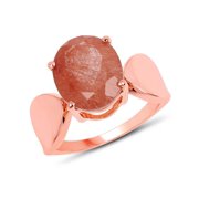 14K Rose Gold Plated 5.05 Carat Genuine Red Rutile .925 Sterling Silver Ring - Size 6