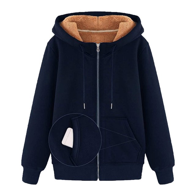 Veste d'Hiver à Capuche Mode Femme Pull à Col Rond Capuches Tops Manches Longues Poche à Capuche Manteau Sweat-Shirt