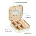 thumbnail image 3 of Unique Bargains Travel Jewelry Case, Small Jewelry Organizer Portable Mini Jewelry Box with Mirror Square Style 2, White, 3 of 5