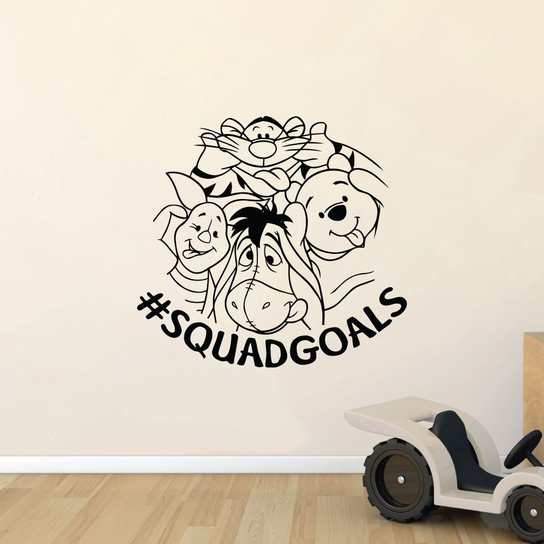 Squad Goals - Winnie The Pooh And Friends Piglet Tigger Eeyore Cute Funny Face Vinyl Wall Decal Art Decoration Winnie The Pooh Cartoon Home Room Bedroom Living Room Home Décor Design Size (20x20 inch)