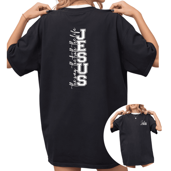 UNISHE Women's "Jesus The Way The Truth The Life" Christian Graphic Short Sleeve T-Shirt Casual Cotton Crewneck Top
