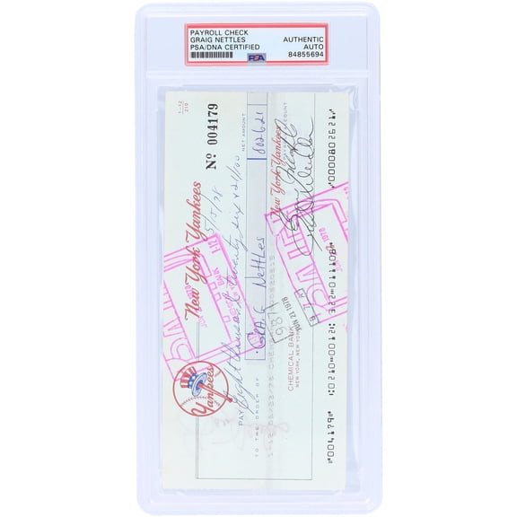 Graig Nettles New York Yankees Autographed Check from May 15, 1978 - PSA 84855694 - Fanatics Authentic Certified