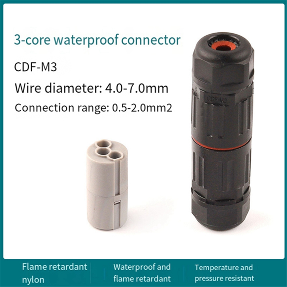 10PCS IP68 Electrical Waterproof Connector Wire Cable 3 Pin Outdoor Hard Wire Quick Push-in Conductor Terminal Connector