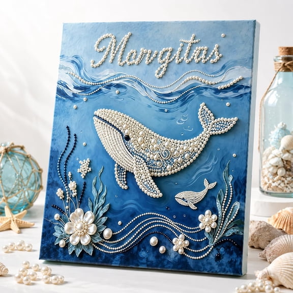 Ocean Theme Pearl Art DIY Kit,Octopus Wave 3D Pearl Craft Kit,DIY Beach Pearl Diamond Art Painting Kit for Adults Beginners,3D Sparkling Coastal Pearls Mosaic Wall Decor for BeachLovers