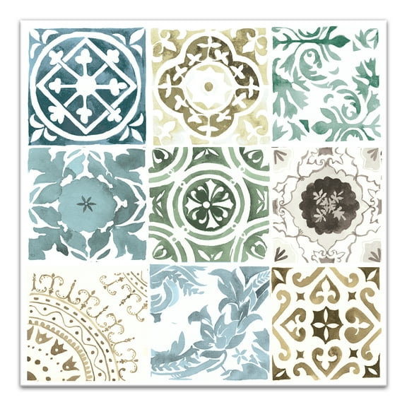Creative Products Blue and Green Decorative Tiles 20x20 Canvas Wall Art