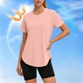 thumbnail image 4 of Snorda Women Quick Dry Workout Top Short Sleeve Athletic Sports Shirt Breathable Going Out Tops for Running Gym Yoga Outdoor Travel Basic Tee Shirts, 4 of 9