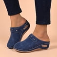 thumbnail image 2 of Rokment Ortho Wedge Clogs Open Back Dressy Sandals for Women Ladies 2026 Summer Fall Fashion Casual Suede Closed Toe Arch Support Platform Slip on Heels Mules Shoes Blue Size 6.5, 2 of 5