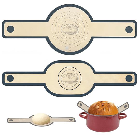 Silicone Bread Sling Oval and Round  2 PCS Nonstick＆Reusable Bread Baking Mats  Easy-To-Clean Dutch Oven Liners  Sourdough Bread Baking Supplies