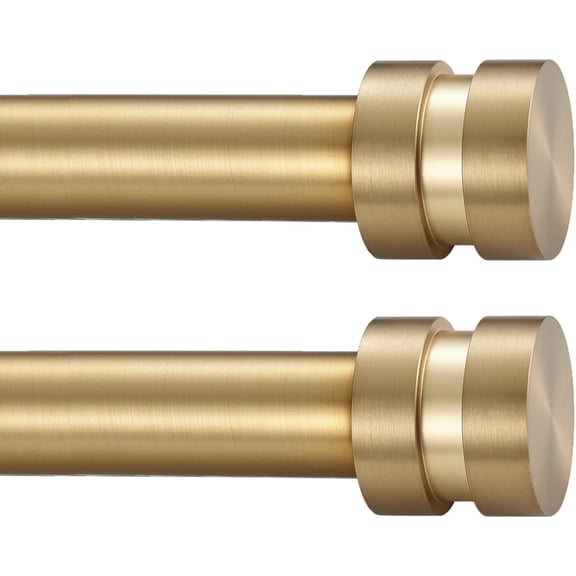 2 Pack Single Curtain Rods, 1Inch Diameter Telescoping Drapery Window Curtain Rod 72-144Inch(6-12ft) Rod Length, Warm Gold