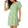 thumbnail image 2 of Balery Easter with eggs and flowers Camisón de manga corta con cuello redondo para mujer, cómodo y elegante., 2 of 6