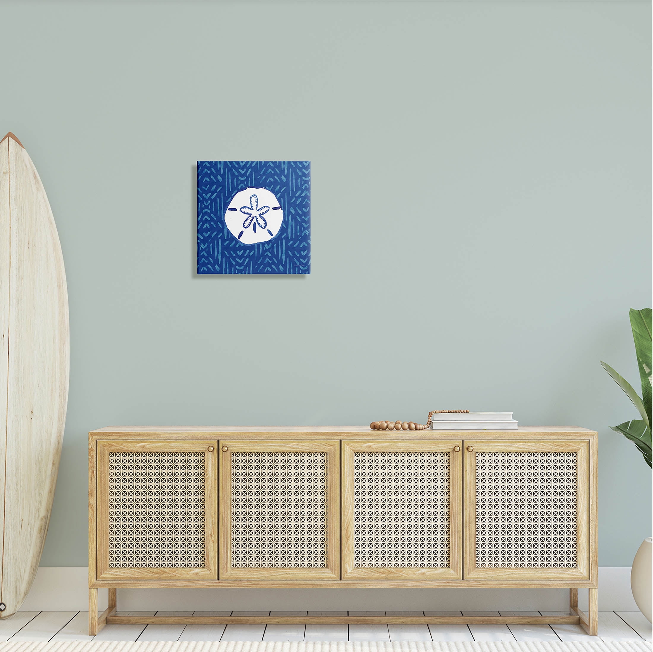 Stupell Industries Sand Dollar Seashell Stripe Pattern Graphic Art Gallery Wrapped Canvas Print Wall Art, Design by Mercedes Lopez Charro