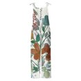 thumbnail image 4 of clear 50% off Usmixi Jumpsuits for Women Loose Wide Leg Breathable Linen Spaghetti Strap Fashion Pocket Baggy Jumpsuits Overalls Summer Formal Floral Print Crewneck Sleeveless Long Rompers Green xl, 4 of 4