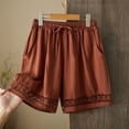 thumbnail image 2 of Bmisegm Summer Shorts for Women Lace Elastic Waist Tie Detail Wide Leg Casual Bottoms Womens Shorts Coffee_003 XXXXL, 2 of 4
