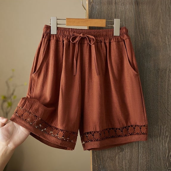 HAIJIE Women Swim Shorts Elastic High Waist Tailored Shorts Sport Shorts Women for Sister Women Elastic Waist Embroidered Ruffle Shorts