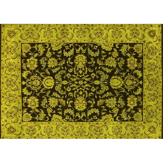 Ahgly Company Machine Washable Indoor Rectangle Oriental Yellow Industrial Area Rugs, 2' x 3'