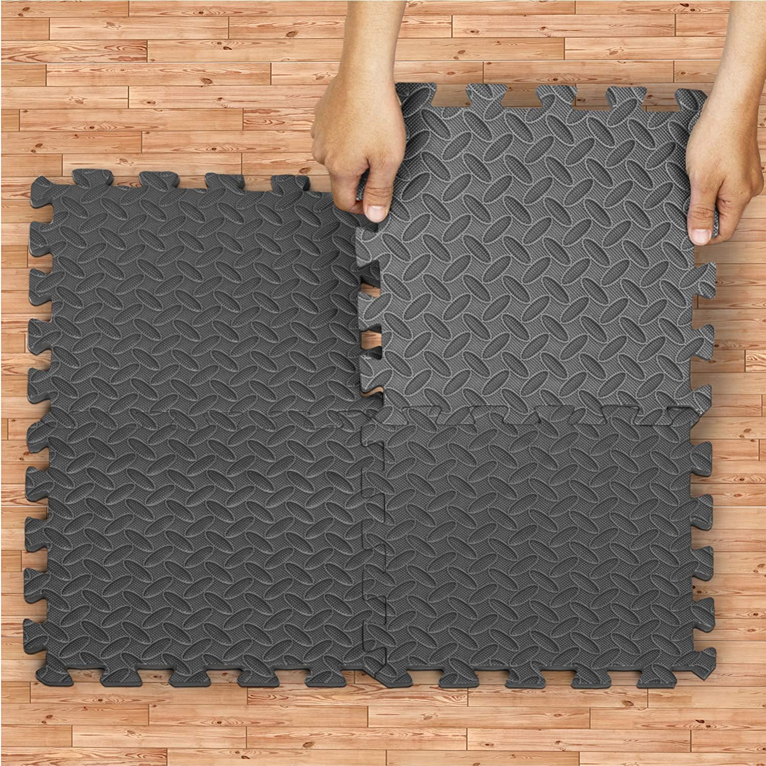 Yes4All 36 pcs Interlocking Exercise Foam Mats, Cover 36 sqft, 3/8 inch  Thick, Black Color