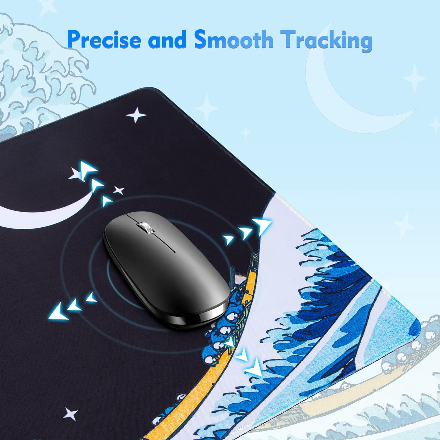 Large Mouse Pad, Black and White Gaming Mouse Pad Desk Pad, 31.5×15.75In Japanese Mouse Pad XXL Desk Mat, Gaming Mousepad, Big Mouse Pads for Desk, Extended Mouse Pad with Non-Slip Base