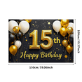 thumbnail image 2 of Black Gold White Balloon Themed 15th Birthday Backdrop Banner Party Decorations Happy Birthday Photography Props Birthday Party Decor Background, 2 of 7